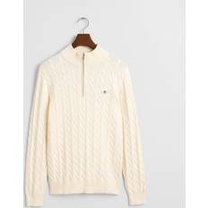 Gant XS Sweatere Gant GANT Herre Kabelstrikket sweater af bomuld med halv lynlås
