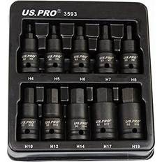 US PRO Impact Hex 10pc 4mm-19mm Socket Bit
