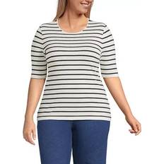 Lands' End 3XL Tops Lands' End Plus Elbow Sleeve Jersey Crewneck Top