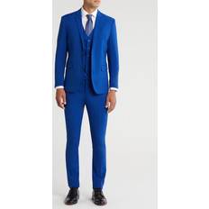 Gino Vitale Men's Skinny Fit Stretch 3-Piece Suit Blue 44R
