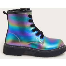 Multicoloured Boots Children's Shoes Monsoon Kids' Metallic Rainbow Lace Up Boots, Multi