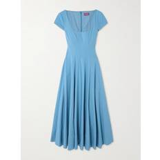 Staud Wells Midikleid Aus Stretch-baumwollpopeline Mit Falten Blau