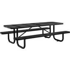 Steel Garden Table Global Industrial 8' Rectangular Outdoor Steel & Perforated Metal Picnic Table, Black