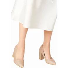 Dorothy Perkins Women's Womens/Ladies Blakely Glitter Pointed High Block Heel Court Shoes Gold