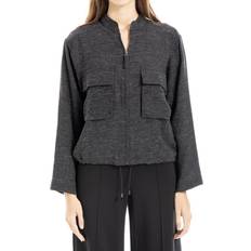 Linnen Jassen Max Studio Zip Front Linen-Blend Jacket