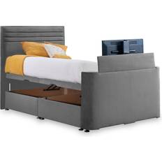 Roseland Furniture Ryton Upholstered Velvet Ottoman TV Bed Double King & Superking