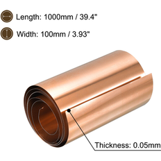 Sheet Materials Unique Bargains Copper Thin Foil Roll Sheet, 2Pcs Pure Copper Foil Sheet Copper Strip Red Copper 0.05x100x1000mm