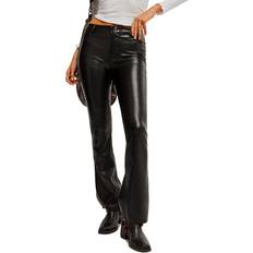 Leather - Women Jeans Free People Level Up Faux Leather Slit Bootcut Jeans