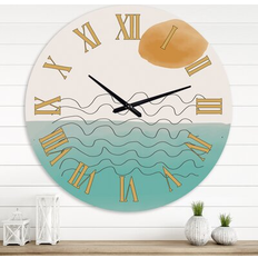 Copper Clocks East Urban Home Minimal Elementary & Geometric Compostions XXXXIII 29.0 H x 29.0 W x 1.0 D in Brown/Green/Orange/White Large Wall Clock