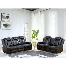 Ivy Bronx Jaylianiz Vegan Leather Power Reclining Living Room Set w/ LED Lights & Wireless Charger 2 pcs Sofa