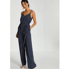 Polka Dots Jumpsuits & Overalls Quiz Polka Dot Palazzo Jumpsuit Navy