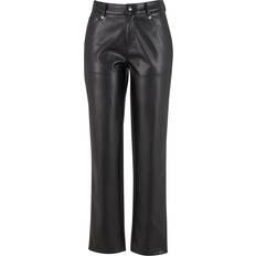 Dame - Imiteret læder Bukser Urban Classics Stofbukser Wide Leg Trousers W27L32 till W34L32 Damer sort