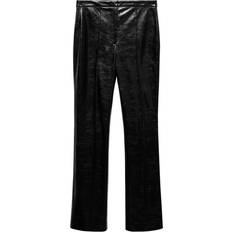 Dame - Imiteret læder Jeans Mango Bukser Med Fals Georgia - Sort