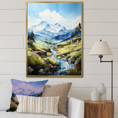 Copper Framed Art Design Art Mountain Summit Serenity Creek I 32.0 H x 16.0 W x 1.0 D in Green/Blue Framed Art 16x16"