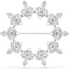 Swarovski Brooches Swarovski Idyllia brooch, Mixed cuts, Snowflake, White, Rhodium plated