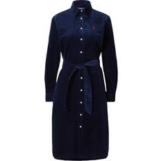 Corduroy Dresses Belted Corduroy Shirtdress Woman - Midnight Blue