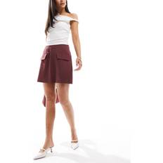 Red - Short Skirts ASOS DESIGN Eleganter Minirock in Burgunderrot mit Taschendetail