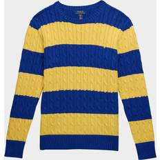 Long Sleeves Knitted Sweaters Children's Clothing Boy's Striped Cable Knit Sweater, S-XL CLASSIC AZURECOLLEGIATE YELLO