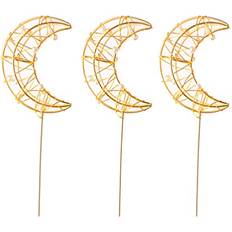 Metal Cake Decorations Tomaibaby 3 Pcs Golden Art Metal Wire Moon Toppers with Pearl Cake Decoration