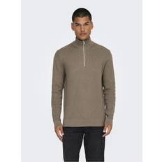 Beige - Neulepusero Neuleet Only & Sons Onsphil Reg Half Zip Knit Ruskea