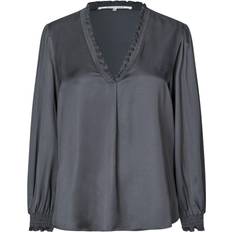 Dame - Oransje Bluser Second Female Bluse Bardi V-neck Blouse Svart