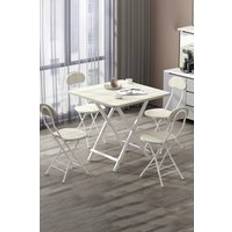 5 pcs Folding Table 4 Chairs - White