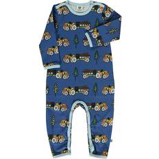 Småfolk Barnkläder Småfolk Baby bodysuit with tractors Federal blue