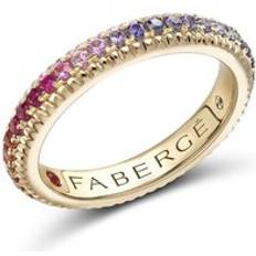 18ct Yellow Gold Multi Stone Rainbow Fluted Band Ring