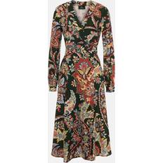 Mehrfarbig - Midikleid Kleider Etro Printed Wrap Dress - Vert Foncé