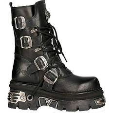 New Rock Boots New Rock Unisex M.373-S4 Metallic Black 100% Leather Goth Biker Emo Fashion Reactor Boots