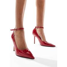 River Island Womens Red Ankle Strap Heeled Court Shoes