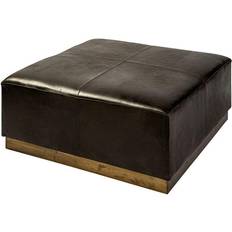 Leathers Foot Stools Mercana Minara 36 Inch Square Black Wrapped With Metal Base Ottoman 36.0L x 36.0W x 16.0H Foot Stool