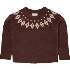 Uld Bluser Copenhagen Colors Dk Brun/Creme Combi Wool Island Bluse 128