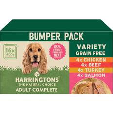 Harringtons Grain Free Hypoallergenic Wet Dog Food Variety Pack 16 x 400 g Chicken Beef & Salmon Natural Ingredients