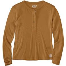 Brown - Women Shirts Carhartt Tencel Relaxed Fit Ribbed Henly Shirt