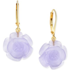 Macy's Purple Earrings Macy's Dyed Lavender Jade Flower Drop Earrings in 14k Gold-Plated Sterling Silver Lavender Jade