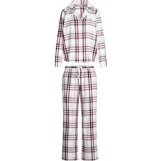 Tommy Hilfiger Beige Sovplagg Tommy Hilfiger Gåvoset Med Beige Full Flannel Pj Set - Vit