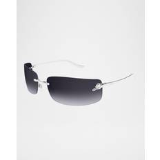 Cartier Rimless Rectangle Metal Sunglasses - Smooth Platinum Finish