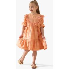 Orange Dresses Children's Clothing Angel & Rocket Kids' Allegra Lace Trim Cotton Dress