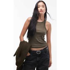 Arket Women Clothing Arket Rib Jersey Racer Back Tank Vest - Khaki Green
