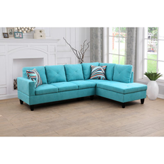 Ebern Designs Sofas Ebern Designs Gabrijela 97" Wide & Chaise 33.5 H x 97.0 W x 66.5 D Green/Blue Sofa 4 Seater