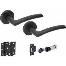 Leader Orbit Round Rose Door Handle Set - Matt Black 248871