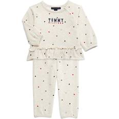 18-24M - Girls Children's Clothing Tommy Hilfiger Girl's Heart Fleece Top & Pants Set 2-piece - Oatmeal Print