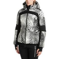 Emporio Armani Dam Ytterkläder Emporio Armani Ea7 Sport Abstrakt Flerfärgad Skidjacka Med Huva