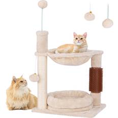 4 In 1 Cat Tree With Cat Self Groomer And Sisal Covered Scratching Post
