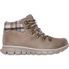 Skechers Women Chukka Boots Skechers Women's Synergy Plaid Mood Boots Taupe Textile Vegan