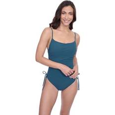 Turquoise - Women Swimsuits Teal C-Cup Square Neck One Piece Swimsuit