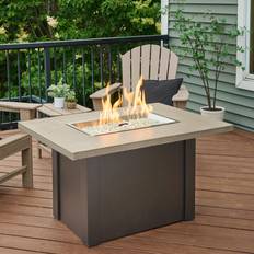 Patio Furniture Havenwood 44 Inch Rectangular Pebble Grey Everblend GFRC Concrete Propane Fire Pit Table in Graphite Grey