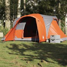 Camping & Outdoor vidaXL Family Tent Dome 6-Person Grey and Orange Waterproof