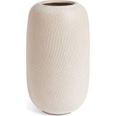 Habitat Large Ribbed Ceramic - Natural Vase 27cm